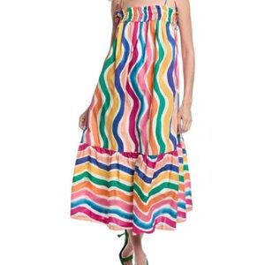 FARM RIO DANCING STRIPES DRESS SIZE M NWT